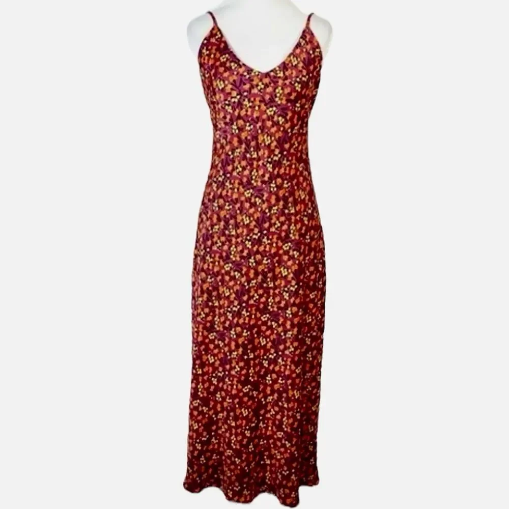 ZARA Floral Maxi Dress Burgundy Floral Size XS • BLOGGER FAVORITE • - Picture 4 of 10